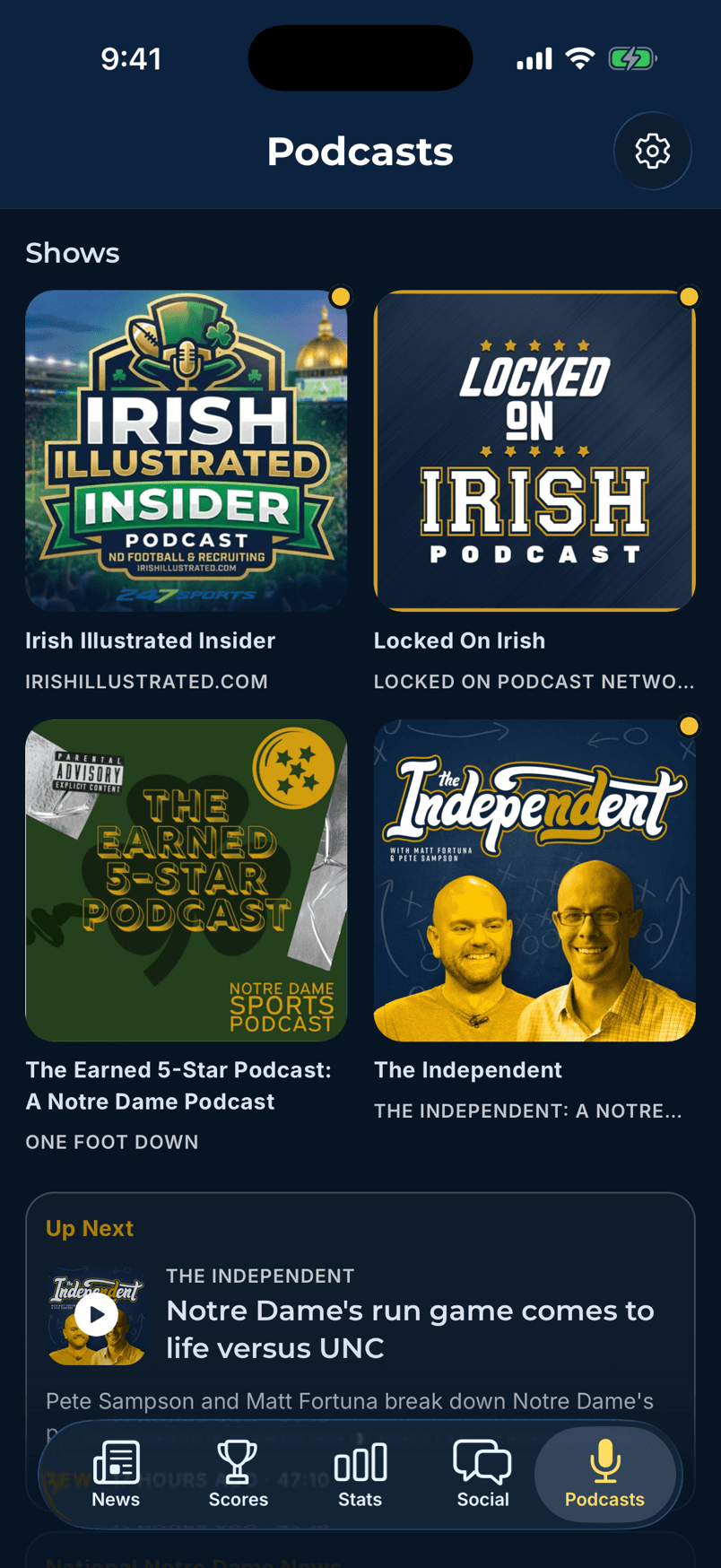 Golden Homer Podcasts screen